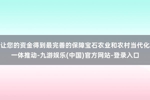 让您的资金得到最完善的保障宝石农业和农村当代化一体推动-九游娱乐(中国)官方网站-登录入口